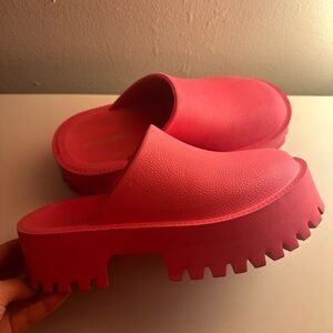 Jeffrey Campbell pink platform clogs